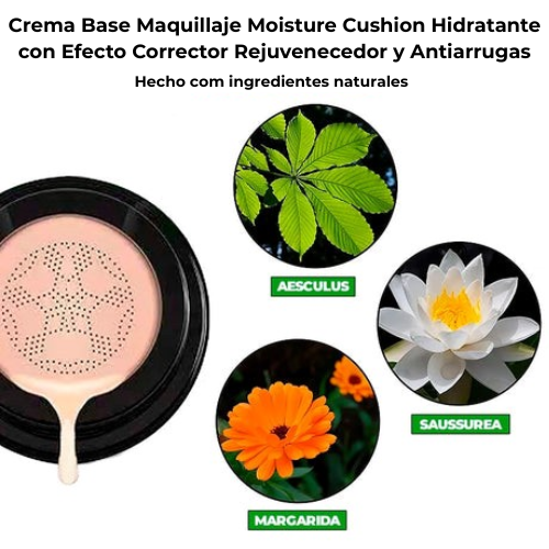 Crema Base Maquillaje Moisture Cushion Hidratante con Efecto Corrector Rejuvenecedor y Antiarrugas