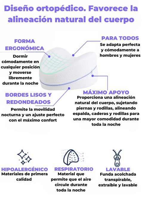 Cojín Ergonómico para Descanso De Las Piernas, Colluna Vertebral, Confort y Apoyo para la Rutina Nocturna