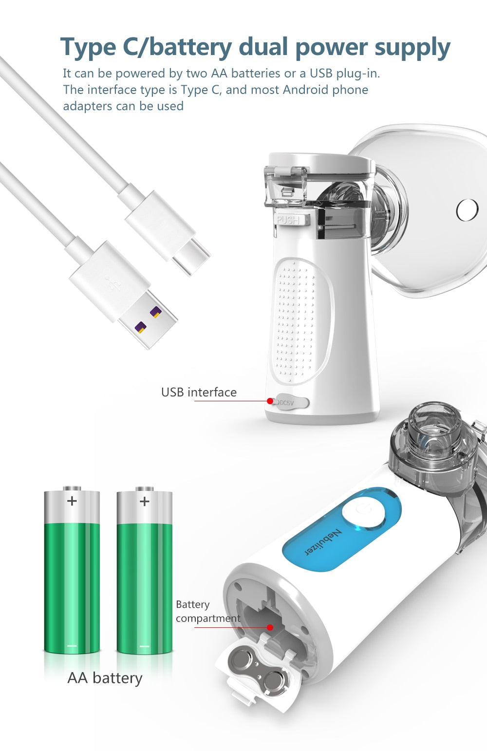 Nebulizador Eléctrico De Mano Silencioso Para Niños Y Adultos