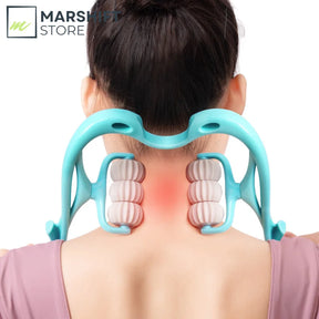 Masajeador Cervical Portátil de 6 Rodillos – Alivio Muscular