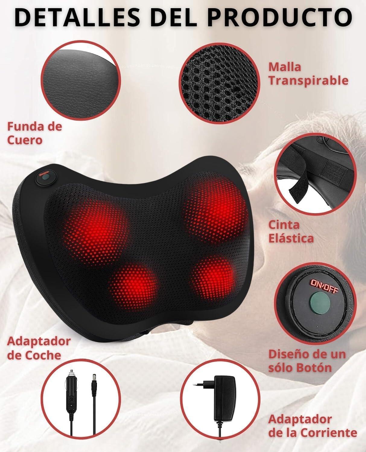 Masajeador Corporal Eléctrico Com Cabezas Com Termoterapia Terapia Magnética Portátil Shiatsu Nuevo